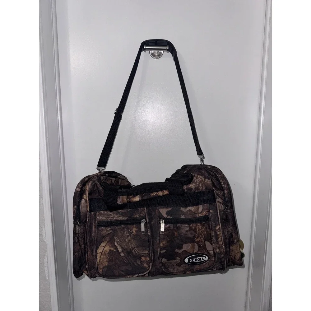 E-Z Roll Camo Duffel Bag Realtree Leaf Pattern Travel Hunting Gear Bag Brown